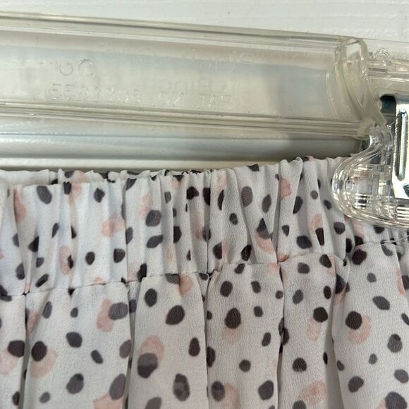 PRINCESS POLLY Size 0 NWT Rasmus Mini Skirt White Gray Peach Ruffle Tiered Linen - Picture 7 of 10